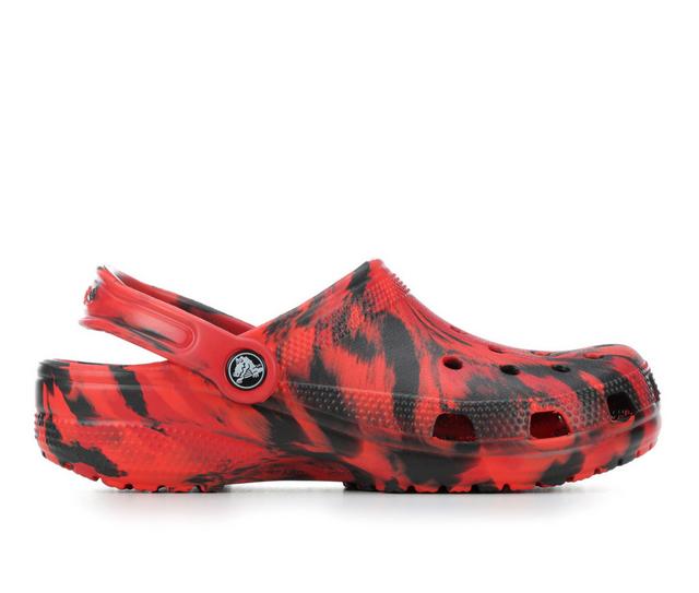 Adults' Crocs Classic Marbled Clogs in Black/Pepper color