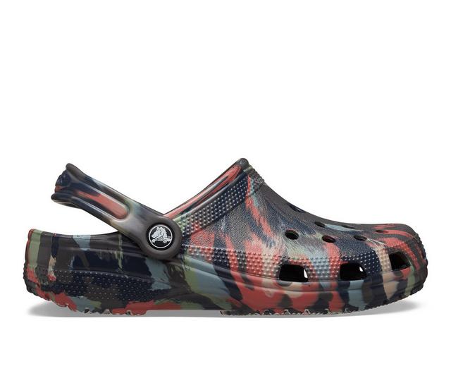 Adults' Crocs Classic Marbled Clogs in Black sand/mlt color