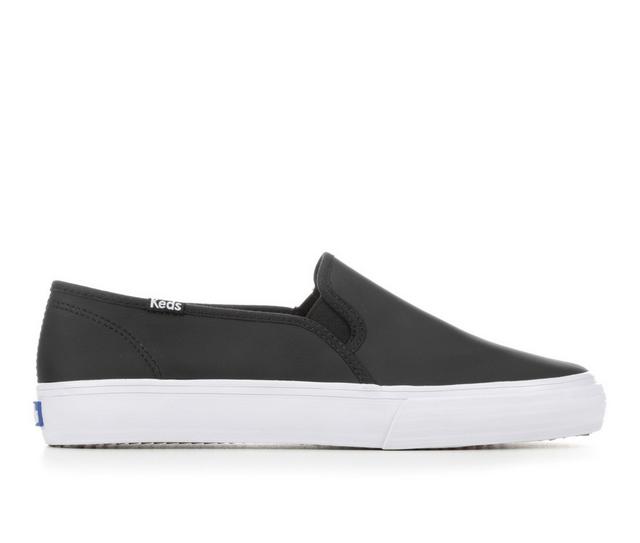 Women's Keds Double Decker Leather Sneakers in Black color