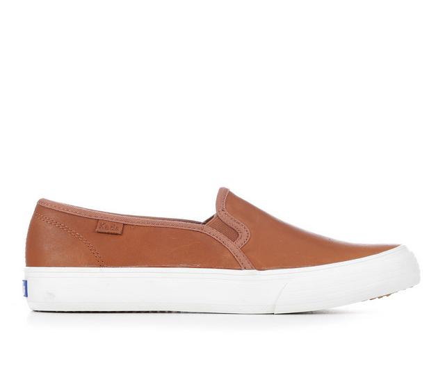 Women's Keds Double Decker Leather Sneakers in Cognac color