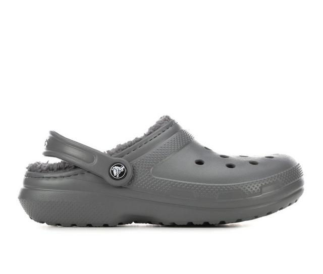 Adults' Crocs Classic Lined Clogs in Slate Grey/Smok color