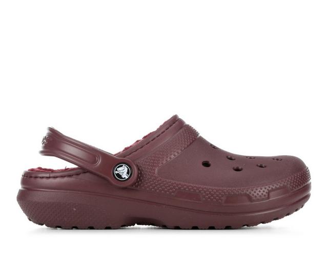 Adults' Crocs Classic Lined Clogs in Dark Cherry color
