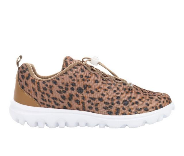 Women's Propet TravelActiv Safari Walking Shoes in Brown Cheetah color