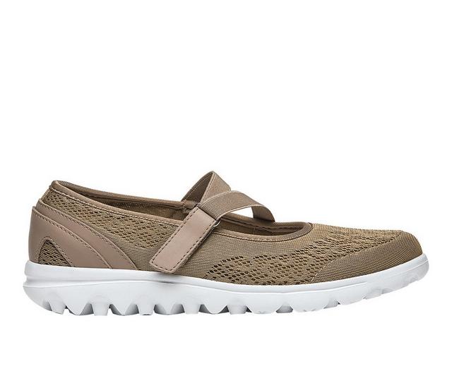 Women's Propet TravelActiv Mary Jane Walking Shoes in Honey color