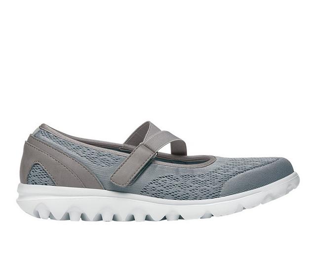 Women's Propet TravelActiv Mary Jane Walking Shoes in Silver color