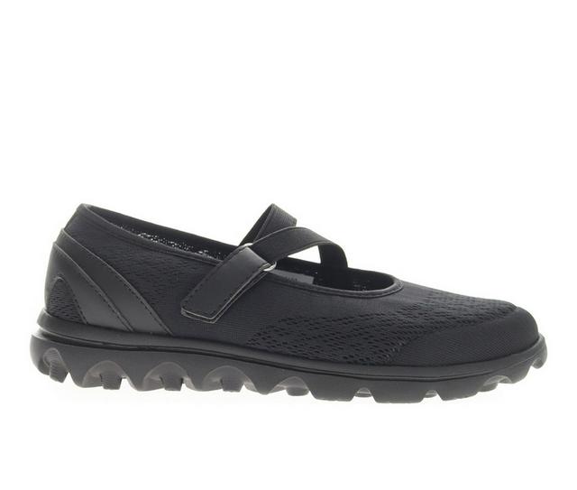 Women's Propet TravelActiv Mary Jane Walking Shoes in All Black color
