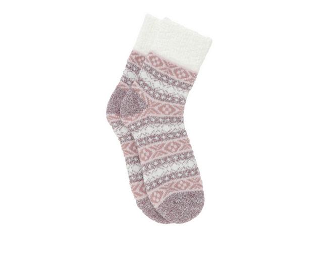 FireSide Women's Cozy Lodge Crew Socks in Pink Tribal Mtl color