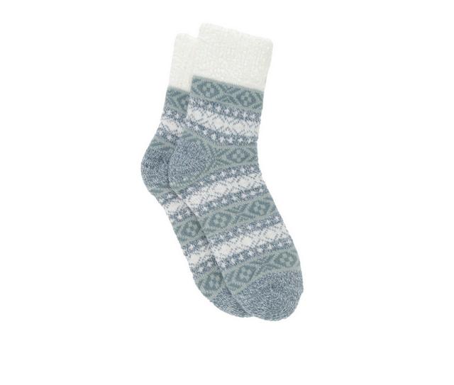 FireSide Women's Cozy Lodge Crew Socks in BLUE TRIBAL MTL color