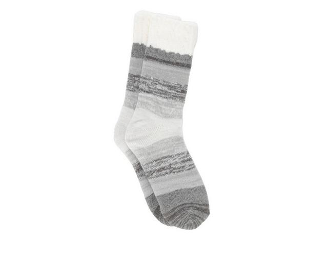 FireSide Women's Cozy Lodge Crew Socks in Blk/Gry Stripe color