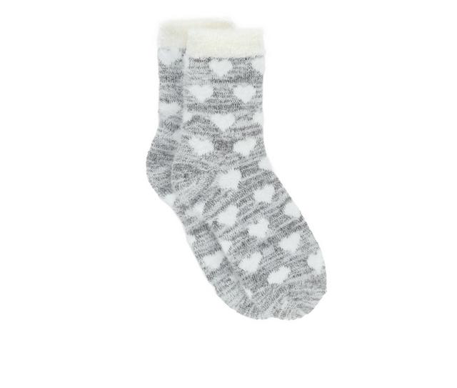 FireSide Women's Cozy Lodge Crew Socks in Blk Fuzz Hearts color