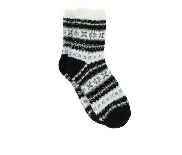 FireSide Women's Cozy Lodge Crew Socks in Black Fair Isle color