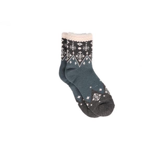 FireSide Women's Cozy Lodge Mid Crew Socks in Sweater Blue color