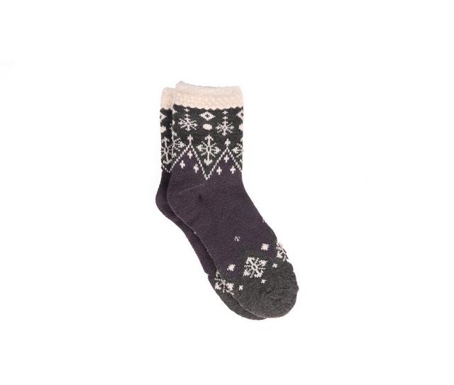 FireSide Women's Cozy Lodge Mid Crew Socks in Sweater Grey color