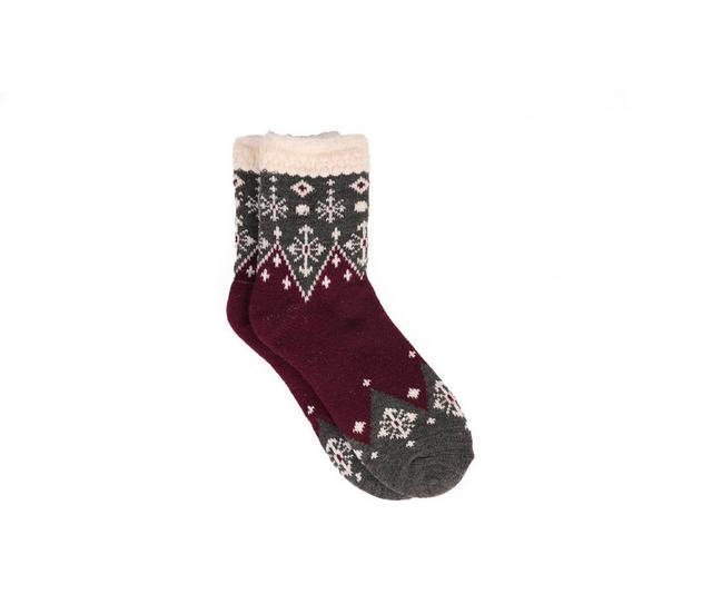 FireSide Women's Cozy Lodge Mid Crew Socks in Sweater Plum color