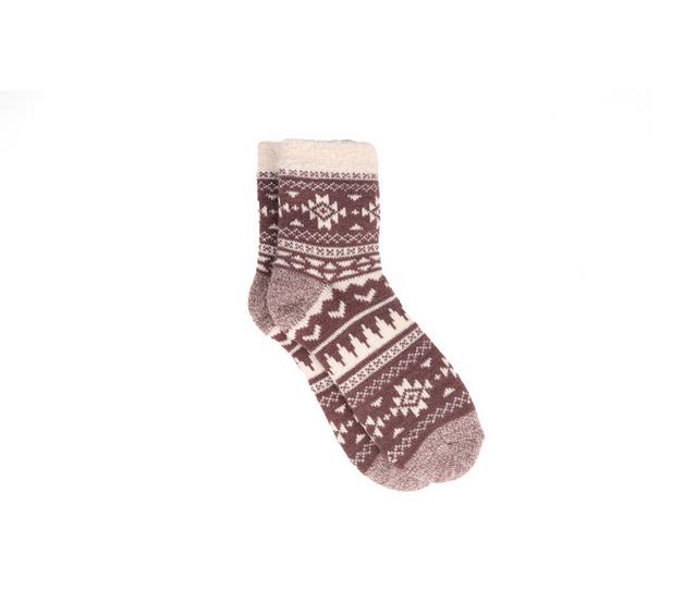 FireSide Women's Cozy Lodge Mid Crew Socks in Tribal Brown color