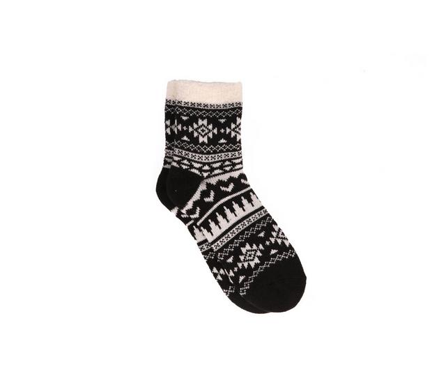 FireSide Women's Cozy Lodge Mid Crew Socks in Tribal Black color