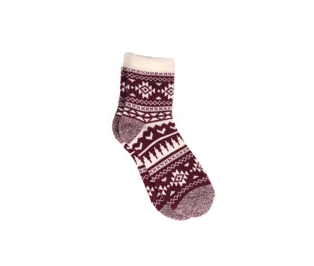 FireSide Women's Cozy Lodge Mid Crew Socks in Tribal Plum color