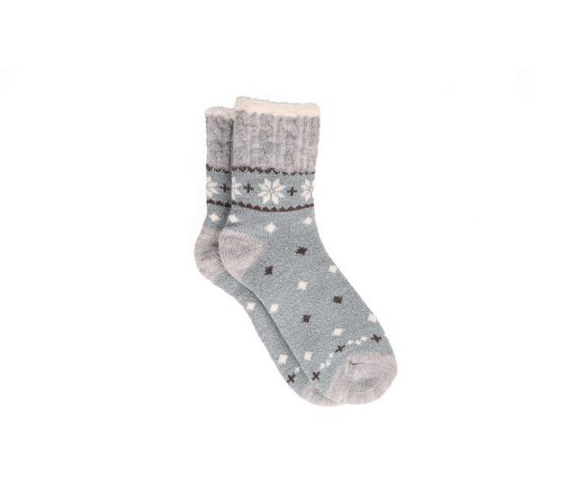 FireSide Women's Cozy Lodge Mid Crew Socks in Snowy Blue color