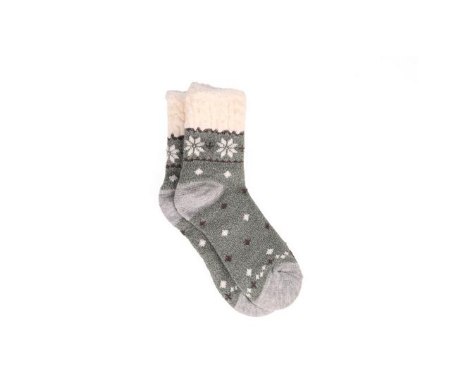 FireSide Women's Cozy Lodge Mid Crew Socks in Snowy Green color