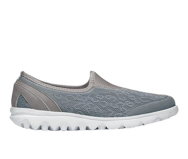 Women's Propet TravelActiv Slip-On Sneakers in Silver color