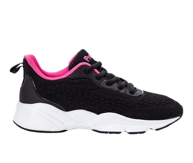 Women's Propet Stability Strive Walking Shoes in Black/Hot Pink color