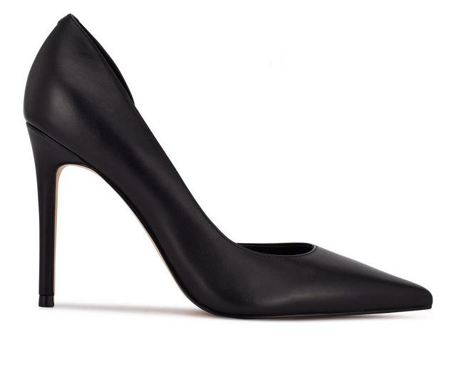 Women's Nine West Folowe Stilletto Pumps in Black Leather color