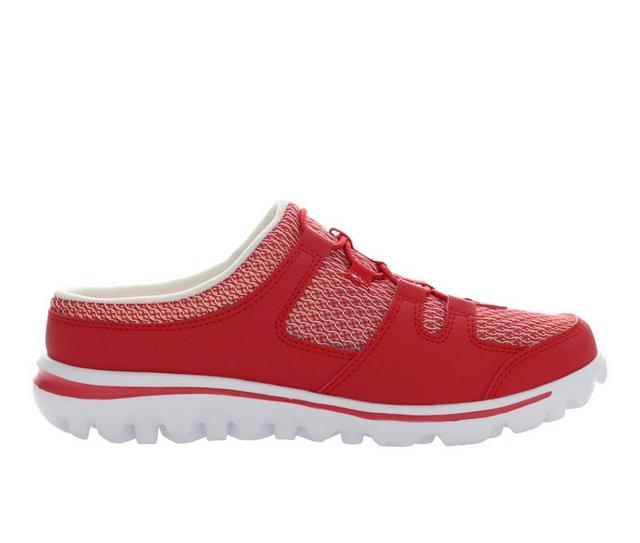 Women's Propet TravelActiv Slide Mule Sneakers in Red color