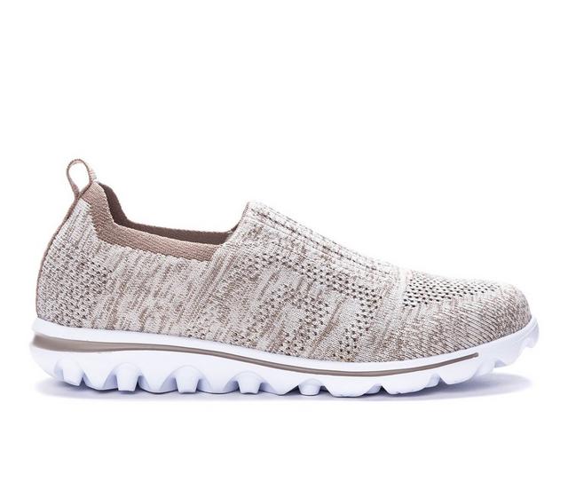 Women's Propet TravelActive Stretch Sneakers in Taupe color