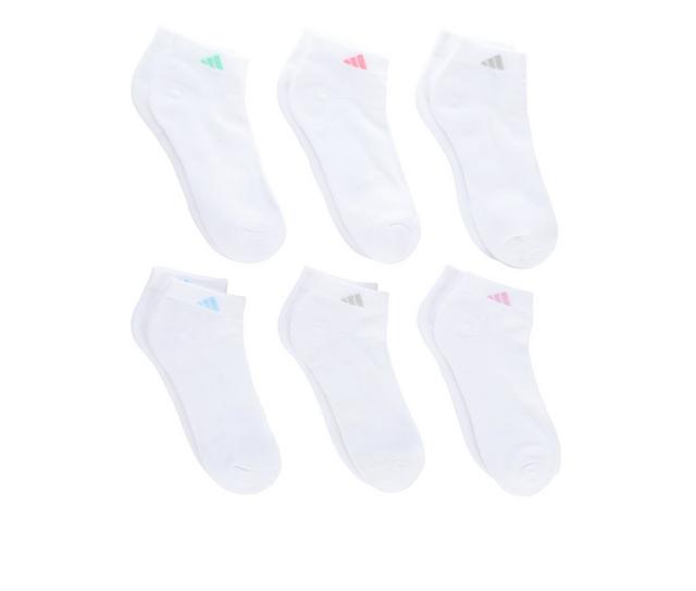 Adidas 6 Pair Women's Cushion Low Cut Socks in White/Blue/Purp color