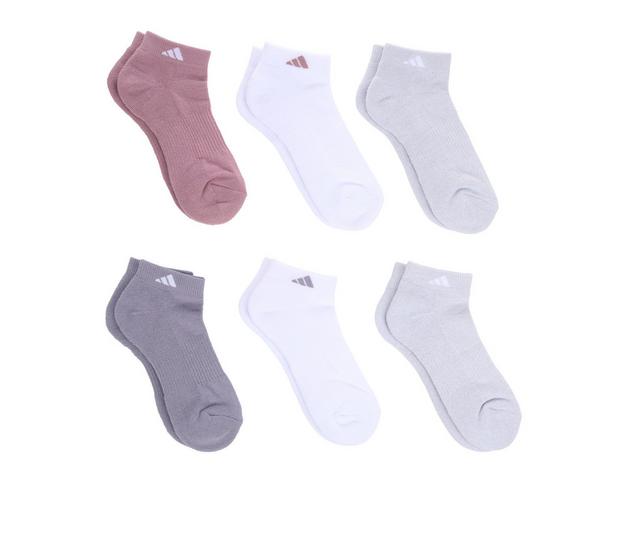 Adidas Women's 6 Pair Cushioned Low Cut Socks in Mauve Multi color