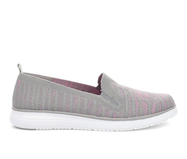 Women's Propet TravelFit Slip-On Sneakers in Grey/Pink color