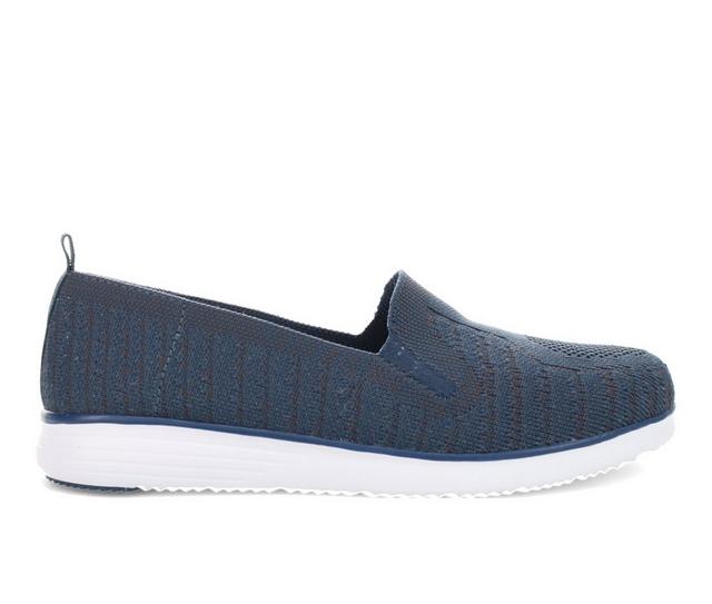 Women's Propet TravelFit Slip-On Sneakers in Navy/Grey color