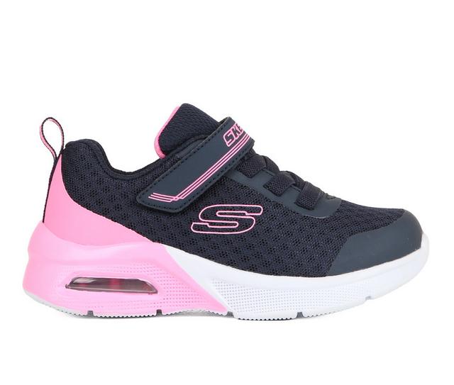 Girls' Skechers Little Kid & Big Kid Microspec Max Running Shoes in Navy/Pink color