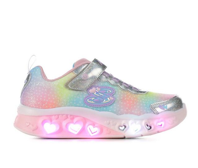 Girls' Skechers Little Kid & Big Kid Heart Lights Simply Love Light-Up Sneakers in Silver/Multi color