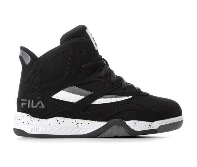 Boys' Fila Little Kid & Big Kid Dereverse Basketball Shoes in Blk/Wht/Grey color