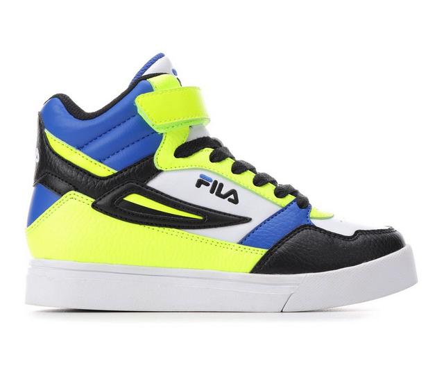 Boys' Fila Little Kid & Big Kid Everge Strap High-Top Sneakers in Green/Blk/Speck color