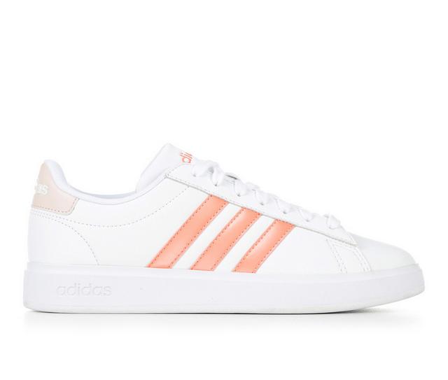 Women's Adidas Grand Court 2.0 Sneakers in White/Coral color