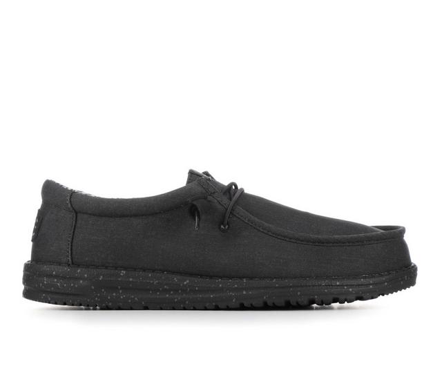 Men's HEYDUDE Wally Canvas-M Casual Shoes in Black/Black color
