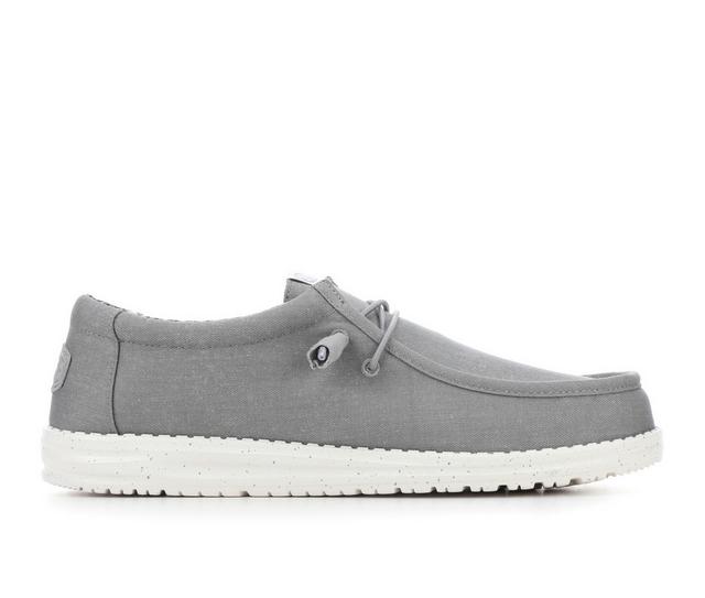 Men's HEYDUDE Wally Canvas Casual Shoes in Light Grey color