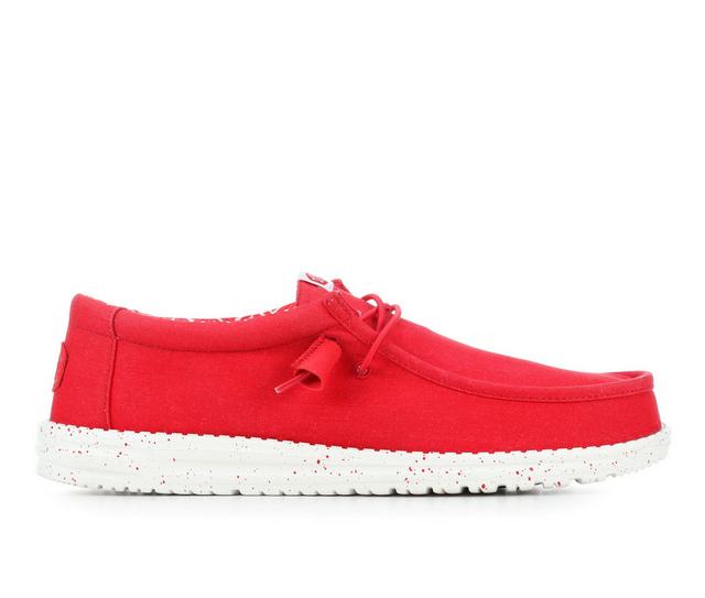 Men's HEYDUDE Wally Canvas Casual Shoes in Savvy Red color