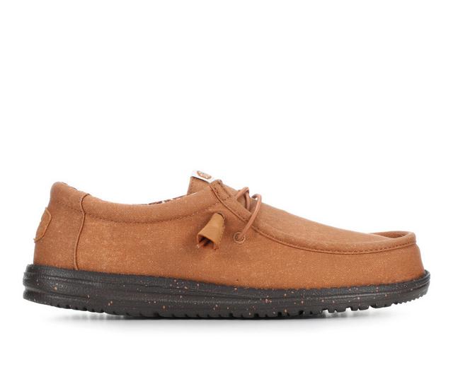 Men's HEYDUDE Wally Canvas Casual Shoes in Nut color