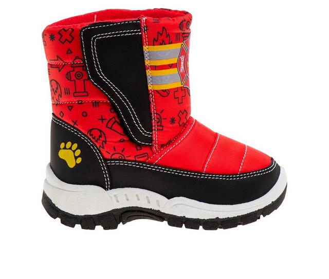 Boys' Rugged Bear Toddler & Little Kid Firefighter Bear Snow Boots in Red color