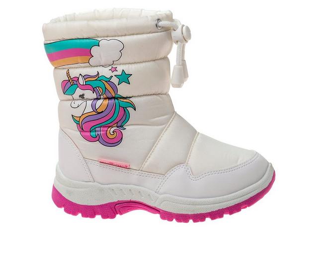 Girls' Rugged Bear Toddler & Little Kid Unicorn Stars and Rainbow Snow Boots in White Multi color
