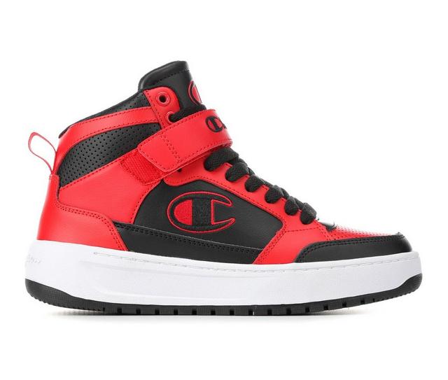Boys' Champion Big Kid Drome Power High-Top Sneakers in Blk/Wht/Red color