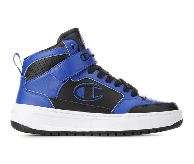 Boys' Champion Big Kid Drome Power High-Top Sneakers in Blue/Blk/Wht color