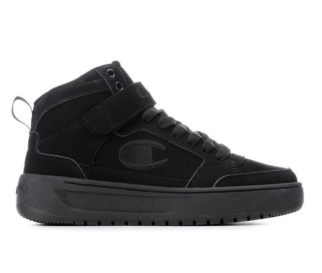 Boys' Champion Big Kid Drome Power High-Top Sneakers in Blk/Blk/Nubuck color