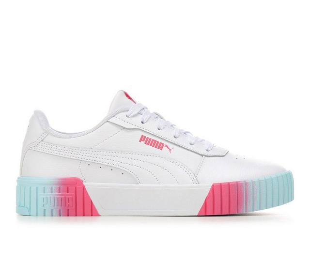 Girls' Puma Big Kid Carina 2.0 Fade Sneakers in Wh/Pnk/Ppl Fade color