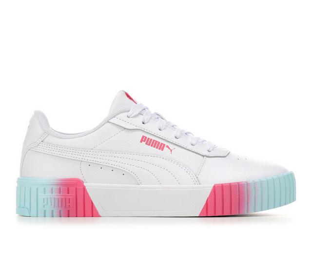 Girls' Puma Little Kid & Big Kid Carina 2.0 Fade Sneakers in Wh/Pnk/Ppl Fade color