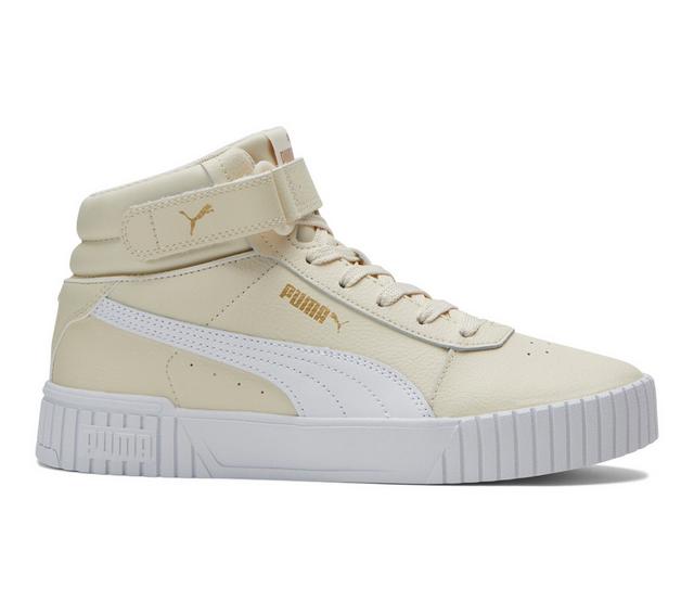 Women's Puma Carina 2.0 Mid Sneakers in Snow/White color