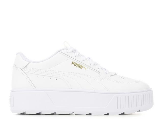 Women's Puma Karmen Rebelle Sustainable Platform Sneakers in White/Gold color